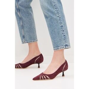 New L'Agence Eglantine Suede Pumps Burgundy Sz 8.5